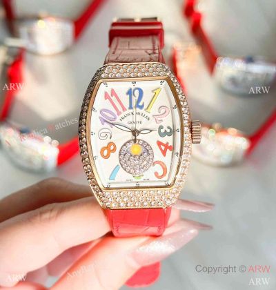 Copy Franck Muller Vanguard V32 Moonphase Watches Diamond Rose Gold